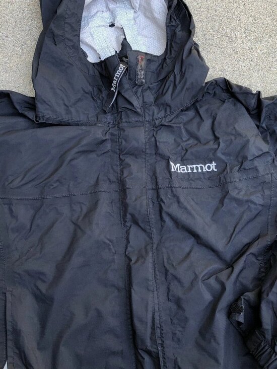 MARMOT Hidden Hood Water Resistant Jacket XL Women's Black Zipper Long Sleeve - Picture 3 of 9